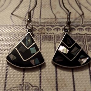Vintage Abalone Inlay Earrings